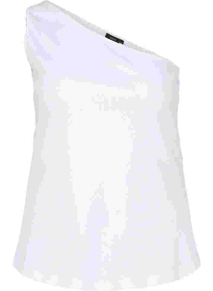 Top asymétrique en coton, Bright White, Packshot