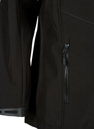 Korte softshell jas met zakken, Black, Packshot image number 3