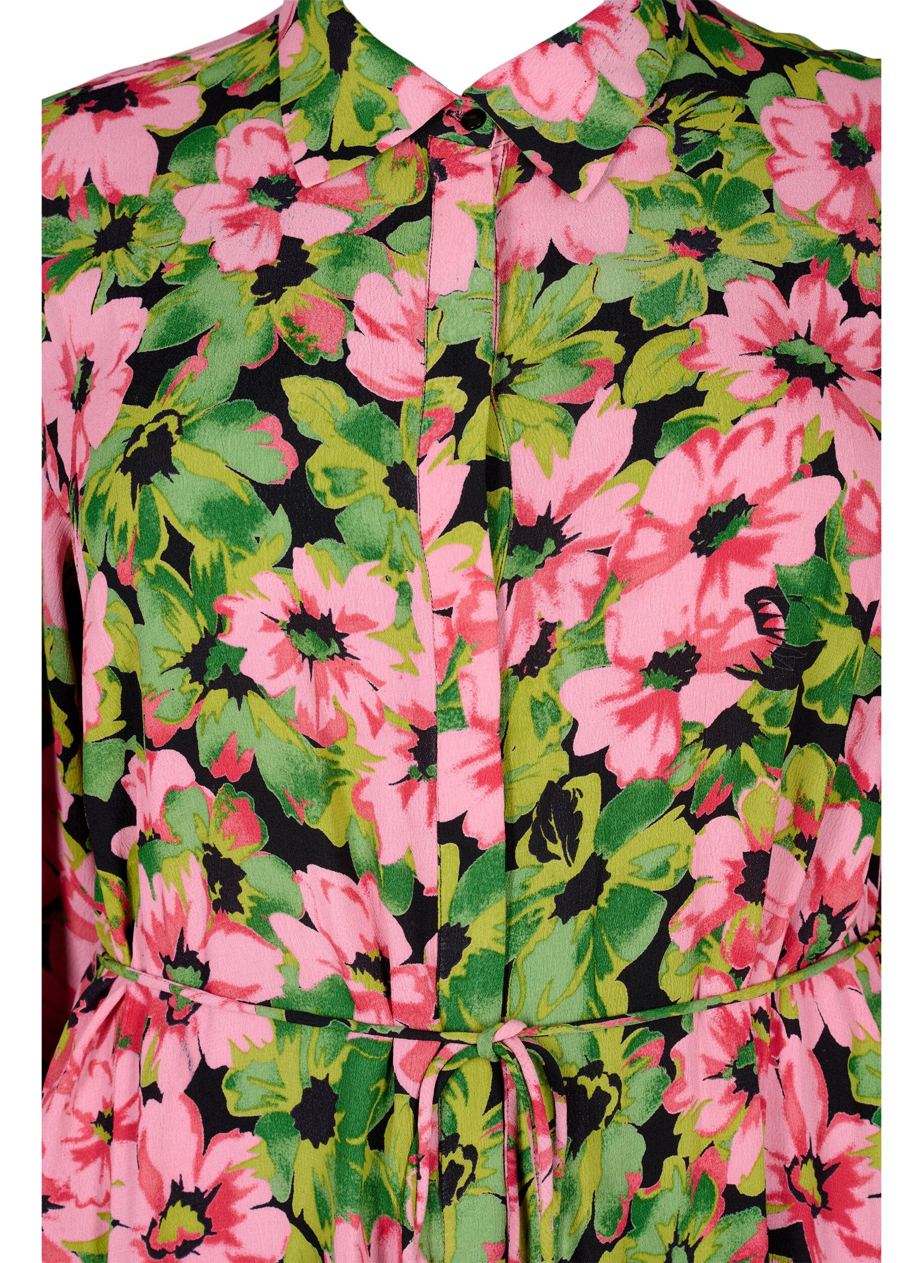 ZizziOverhemdjurk van viscose met bloemenprint, Pink G. Flower AOP, Packshot image number 2