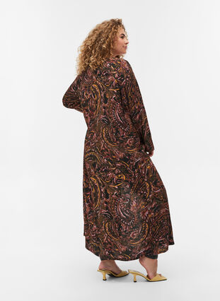 Kimono long en viscose imprimé, Paisley AOP, Model image number 1