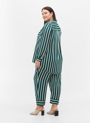 Pantalon ample à rayures, Green Stripe, Model image number 1
