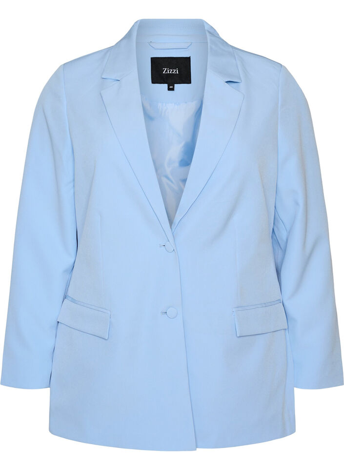 Klassieke blazer met knoopsluiting, Blauw, Packshot image number 0
