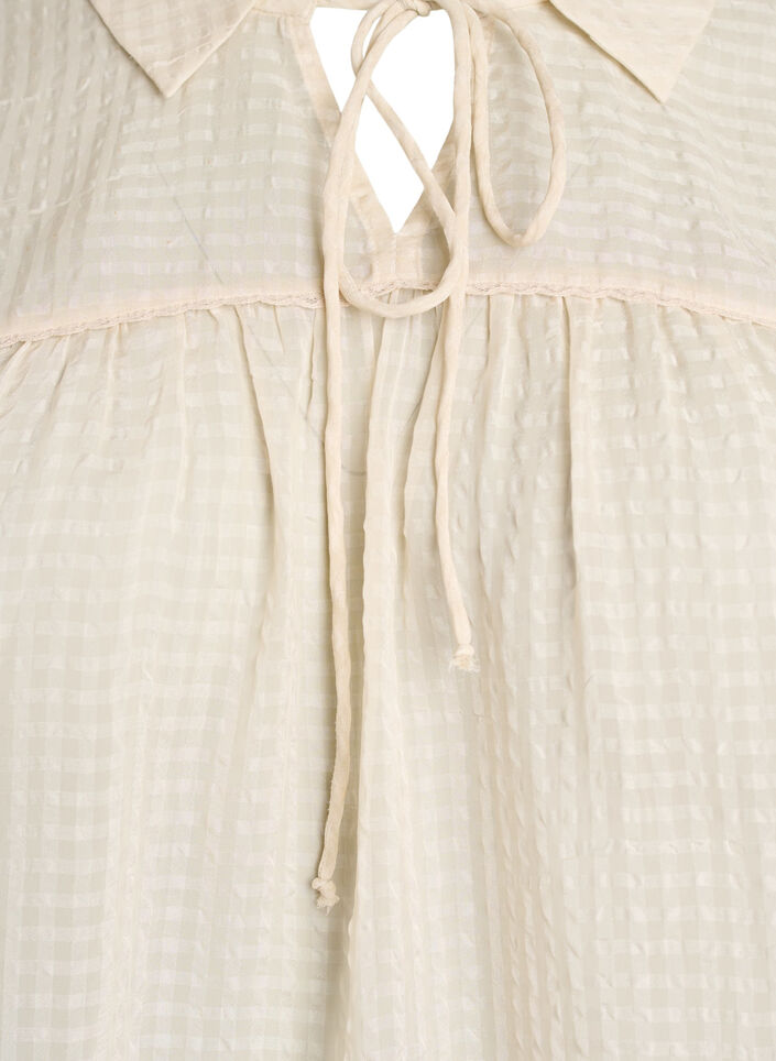 Blouse en seersucker avec lien &agrave; nouer, Beige, Packshot image number 2