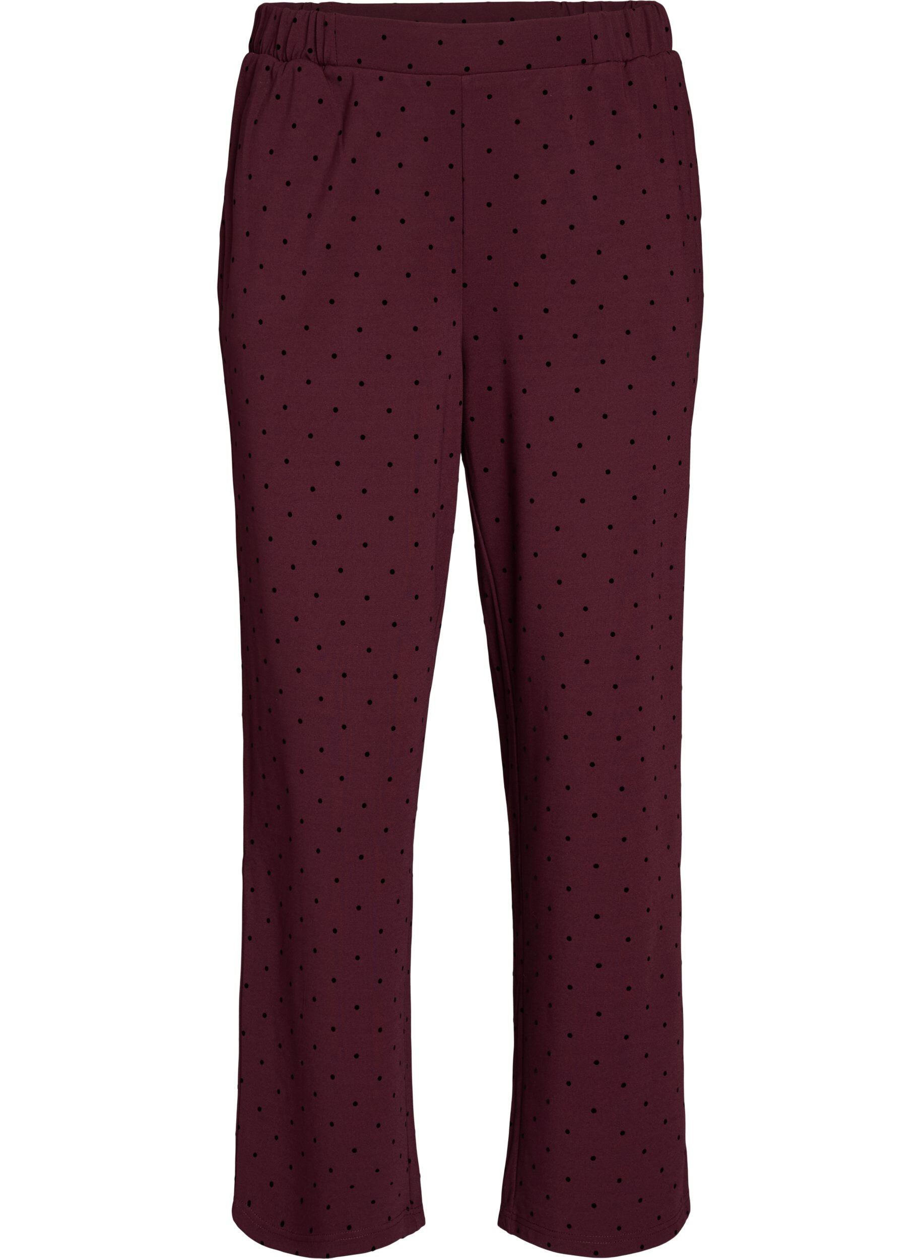 Pantalon &agrave; pois taille haute et coupe droite