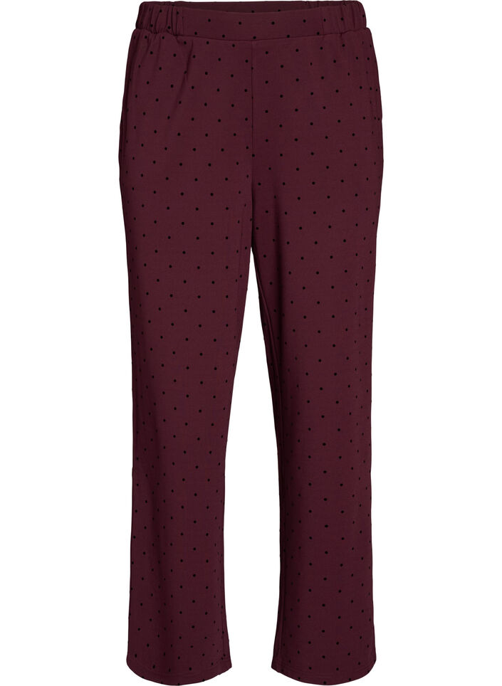 Pantalon &agrave; pois taille haute et coupe droite, Bordeaux, Packshot image number 0