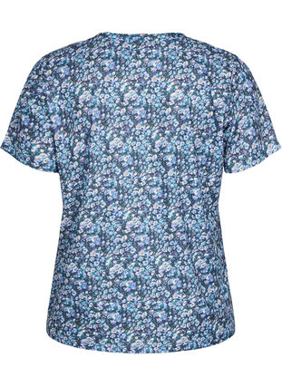 FLASH - T-shirt imprimé avec col en V, Blue Green Ditsy, Packshot image number 1
