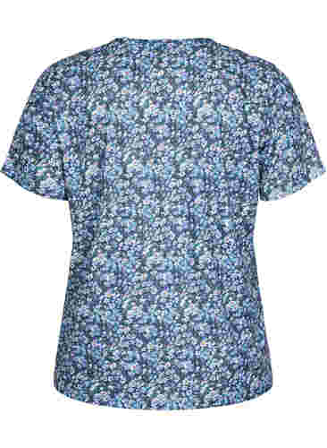 FLASH - Bedrukt t-shirt met v-hals, Blue Green Ditsy, Packshot image number 1