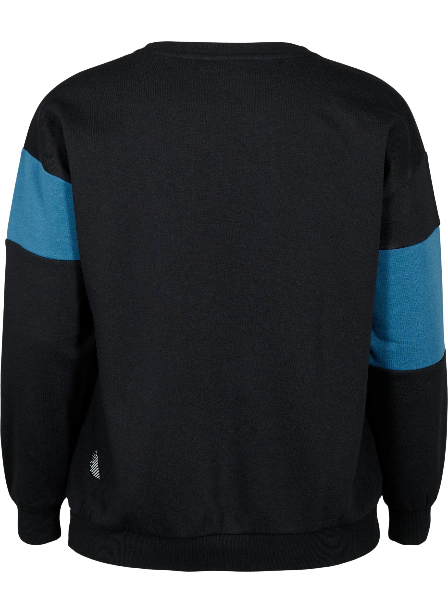 ZizziSweatshirt met sportieve print, Black Comb, Packshot image number 1