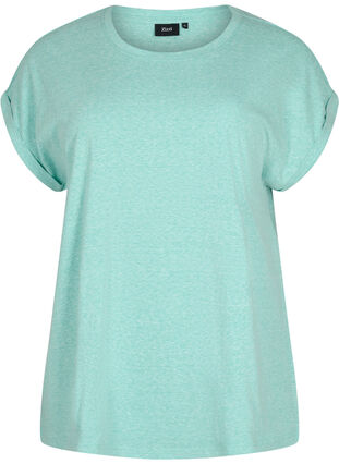 T-shirt mélangé à manches courtes, Turquoise Mél, Packshot image number 0