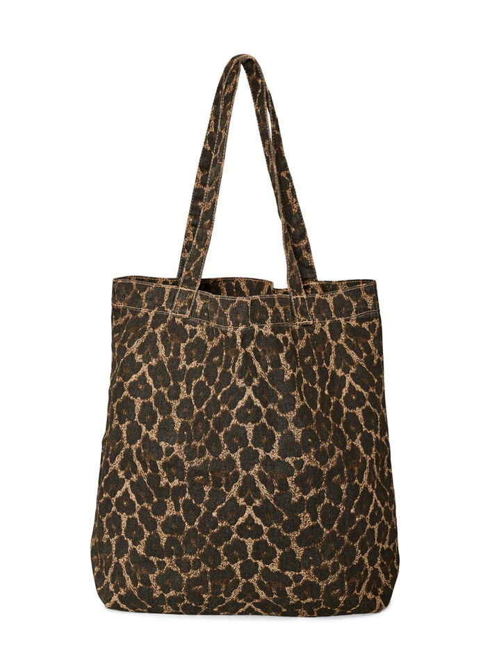 Sac &agrave; commissions Denim &agrave; imprim&eacute; l&eacute;opard, Marron, Packshot image number 0