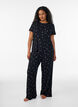 Pyjamabroek met geribde textuur en bloemenprint, Zwart, Model image number 0
