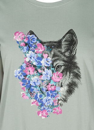 T-shirt en coton à manches courtes avec impression, Silver Blue Wolf, Packshot image number 2