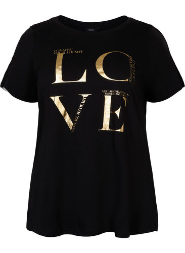 T-shirt en coton à manches courtes avec imprimé, Black Love, Packshot image number 0