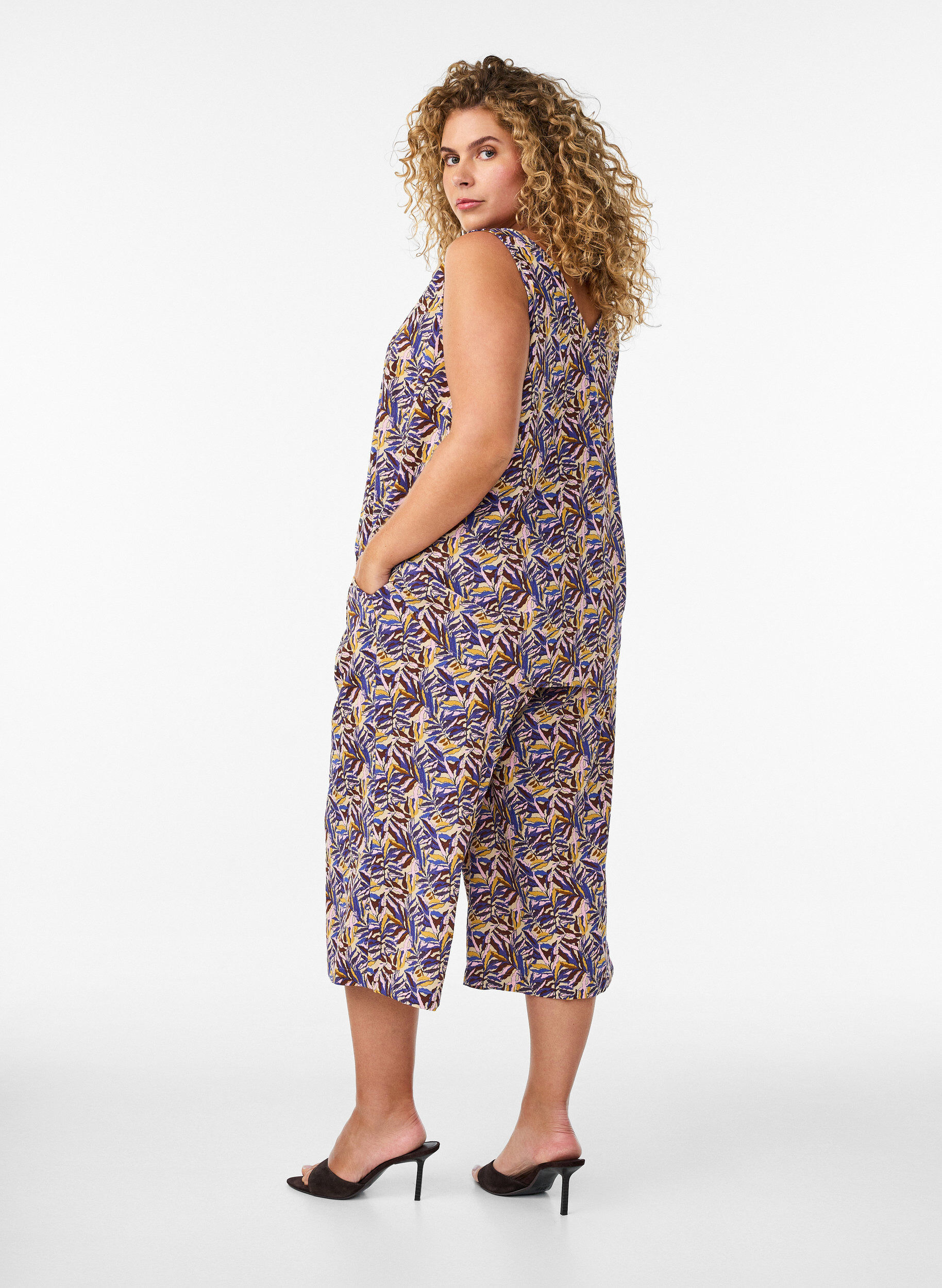 ZizziPantalon ample avec imprim&eacute;, Beige, Model image number 1