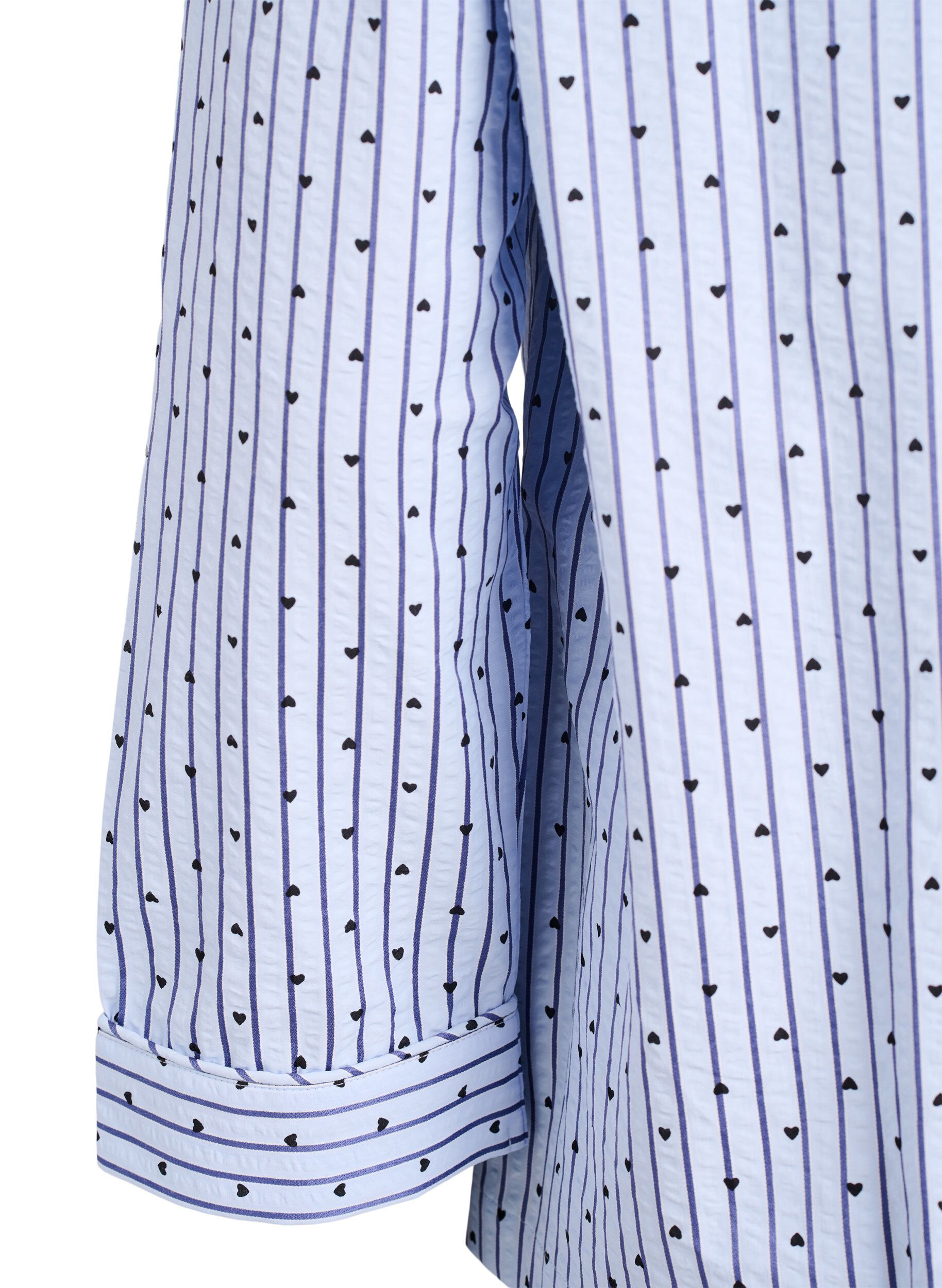 ZizziSeersucker-pyjamahemd met lange mouwen, Blauw, Packshot image number 3