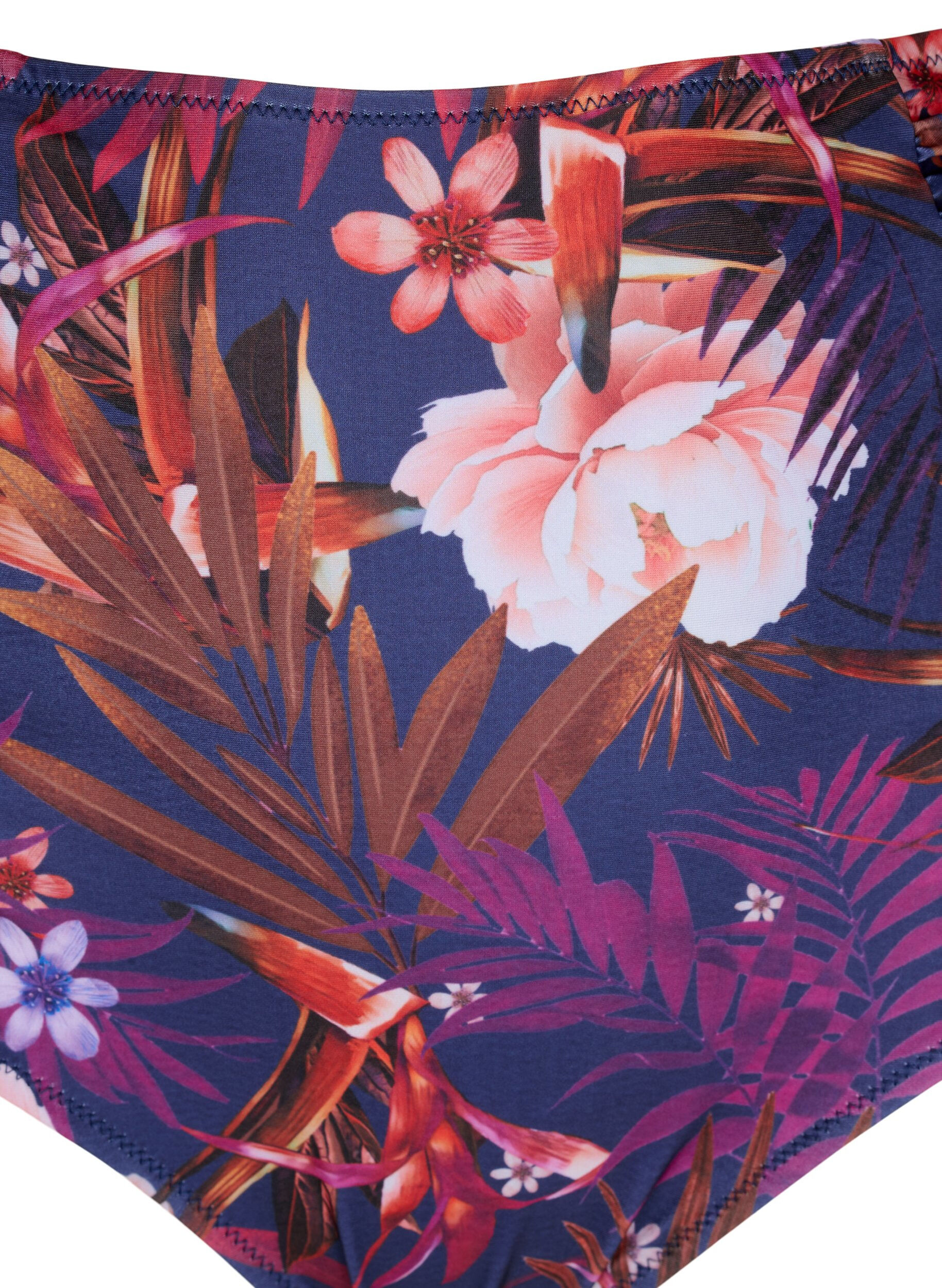 Zizzi Bas de bikini &agrave; ray&eacute;e avec taille haute, Violet, Packshot image number 2