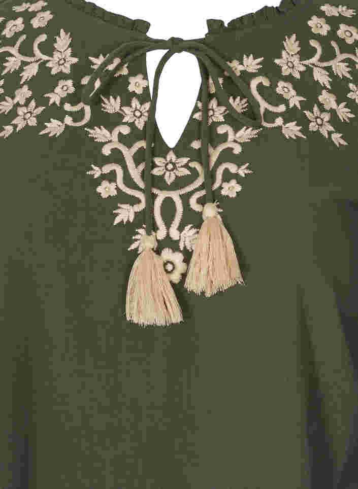 Tunique en coton avec broderie et détail de lien à nouer, Thyme, Packshot image number 2