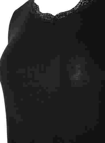Top de nuit côtelé avec dentelle, Black, Packshot image number 2