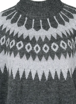 Chemisier en maille de laine à motifs à col montant, Dark Grey Melange, Packshot image number 2