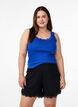 Lichte nachtshorts met ribde structuur en kanten afwerking, Zwart, Model image number 0