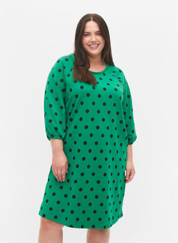 Robe à pois avec manches 3/4, Jolly Green Dot, Model image number 0