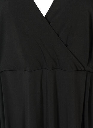 Jurk met lange mouwen en v-hals, Black, Packshot image number 2