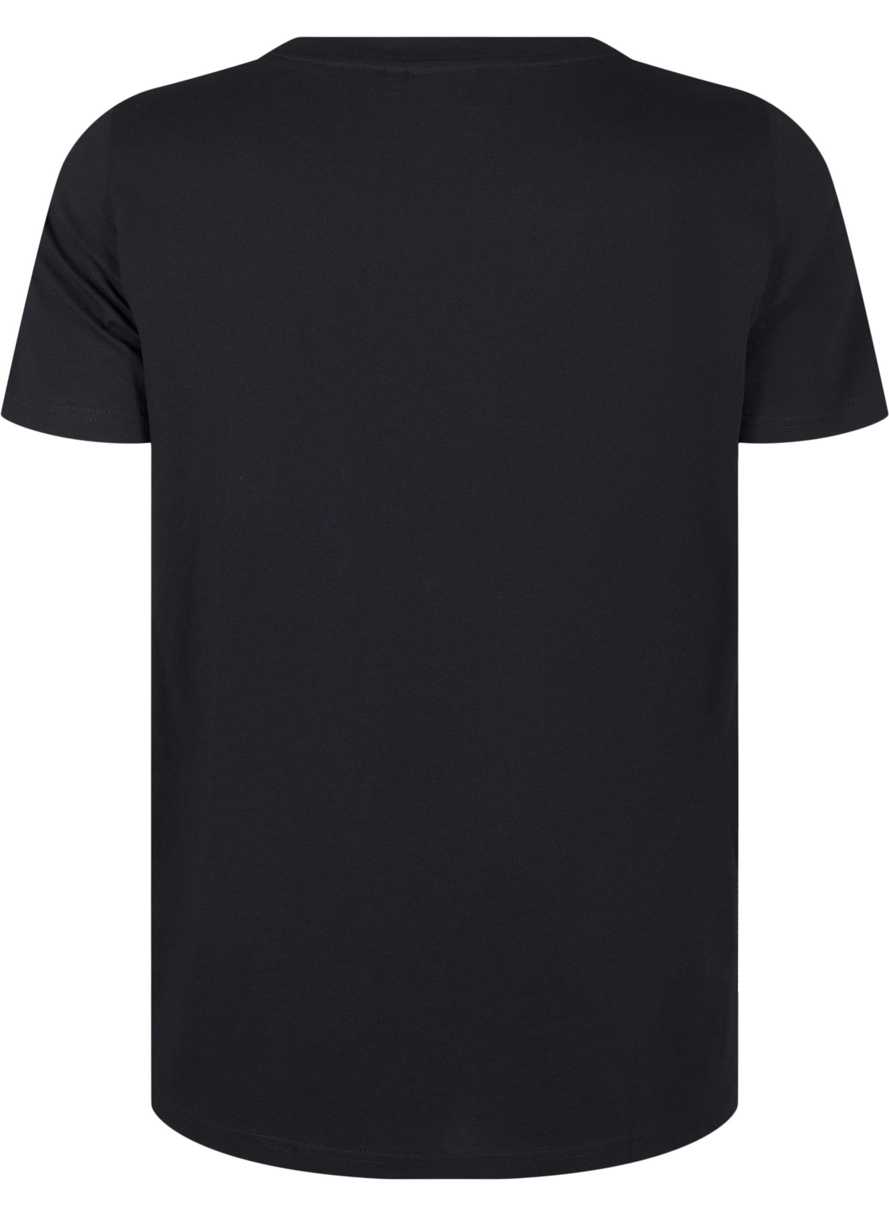 Zizzi T-shirt en coton avec strass, Black, Packshot image number 1