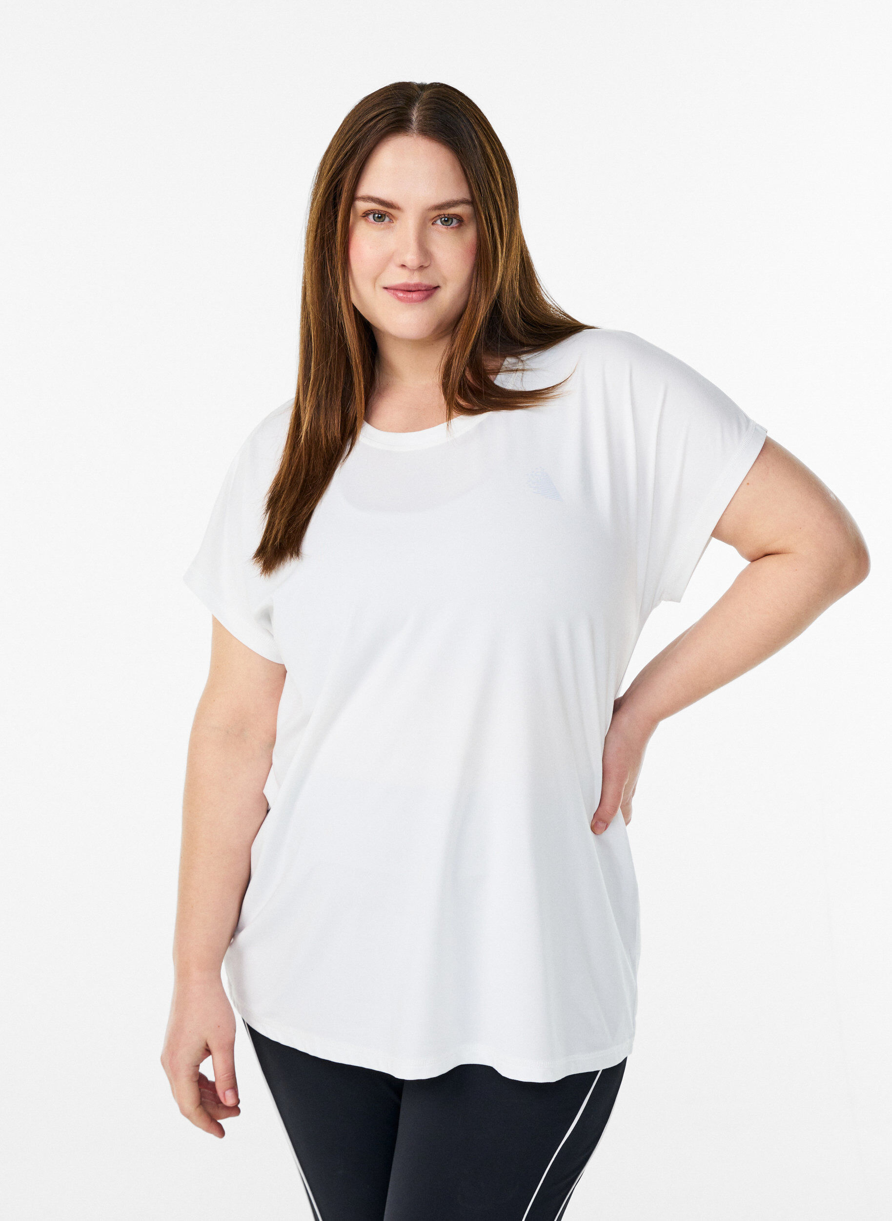 ZizziT-shirt de sport couleur unie, Blanc, Model image number 0
