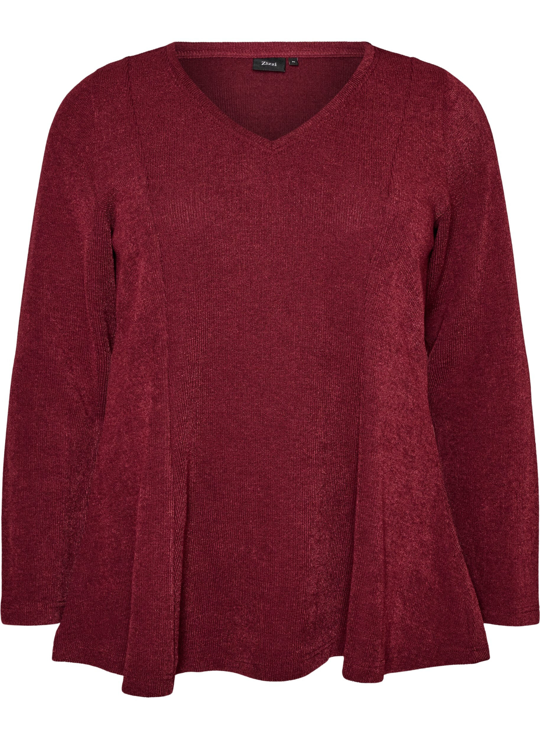 ZizziJersey blouse met een geribde textuur en een A-lijn pasvorm, Rood, Packshot image number 0