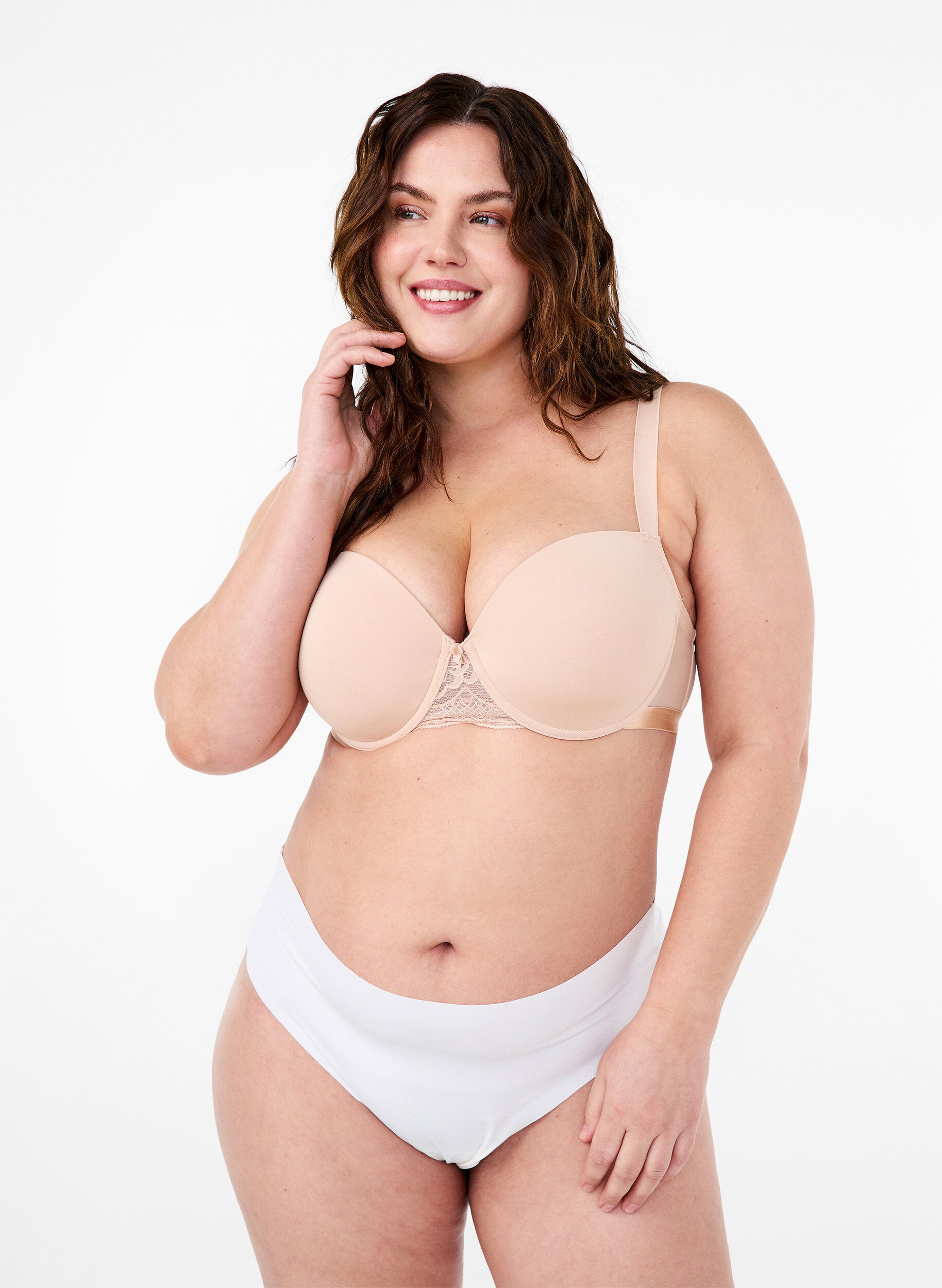 ZizziVoorgevormde bh met mesh, Beige, Model image number 1