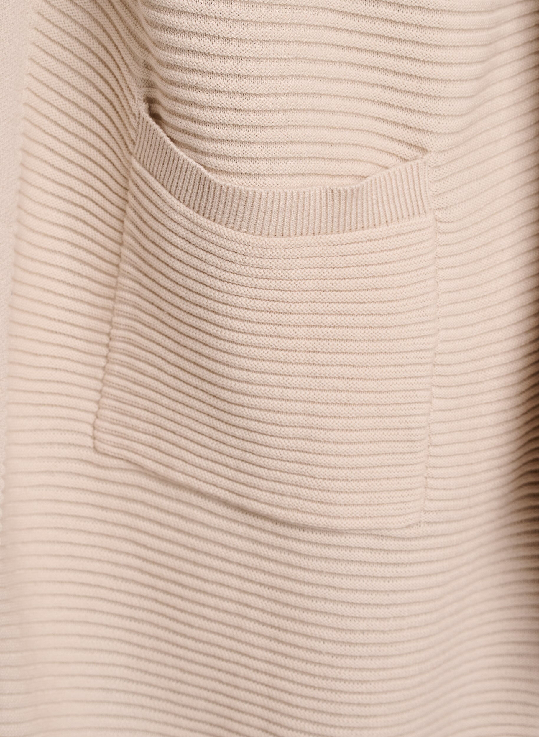 ZizziLang, ribgebreid katoenen vest, Beige, Packshot image number 3