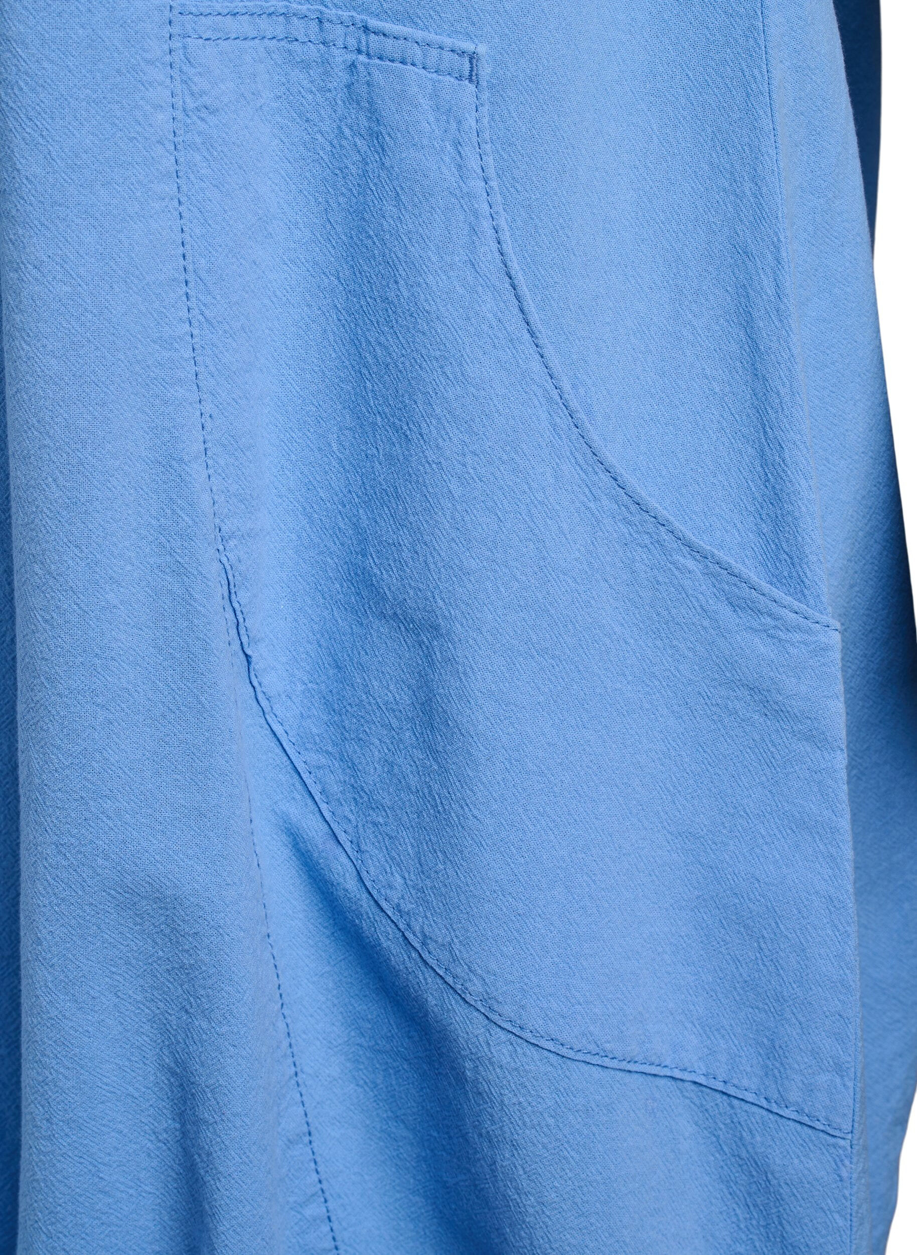 ZizziKatoenen jurk met korte mouwen, Blauw, Packshot image number 3