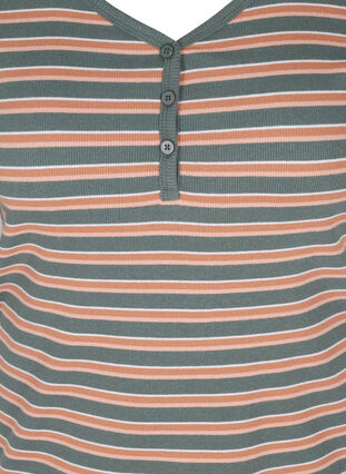 T-shirt côtelé rayé en coton, Balsam Green Stripe, Packshot image number 2