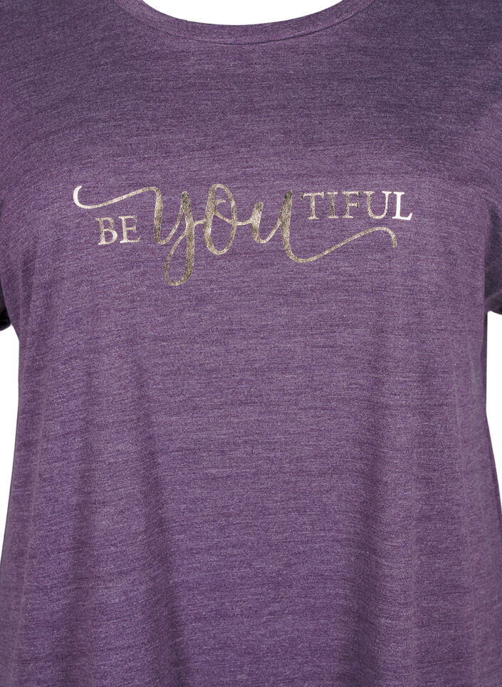 Nachthemd met korte mouwen en tekstprint, , Packshot image number 2