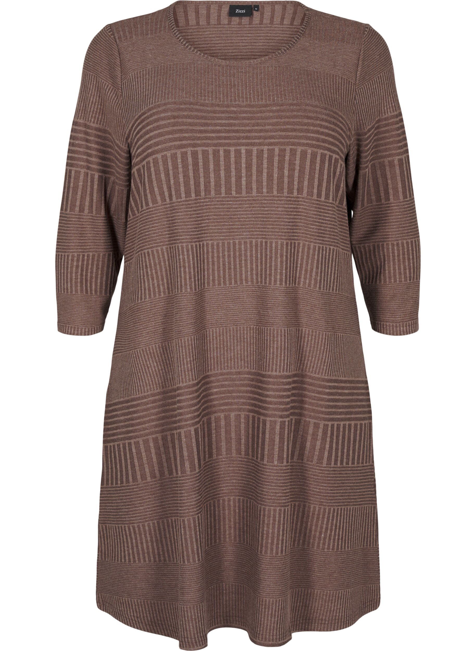 Zizzi Robe avec manches 3/4 et motif ray&eacute;, Ch. Martini Mel., Packshot image number 0