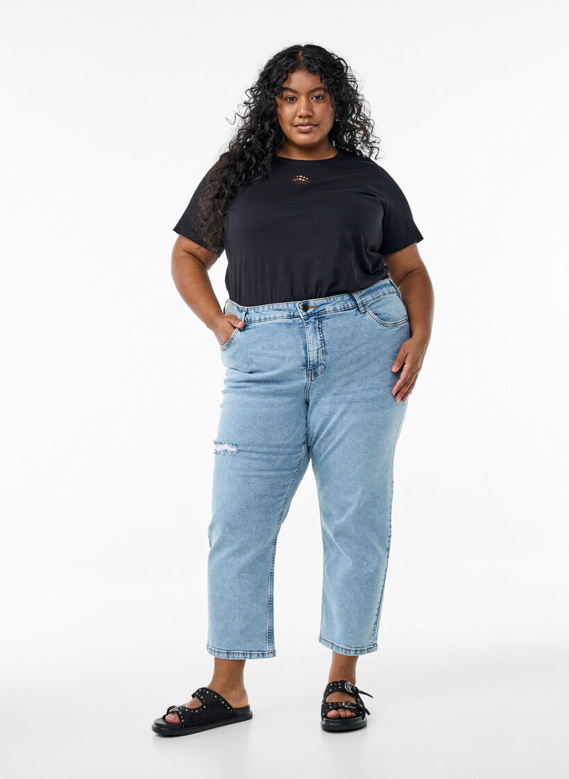 T-shirt avec détails décoratifs, Noir, Model image number 1