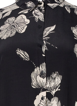 Robe chemise à fleurs en viscose, Black White AOP, Packshot image number 2