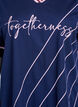 T-shirt sportif avec des rayures et un motif avec du texte, Bleu, Packshot image number 2