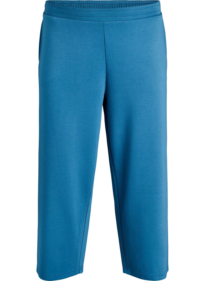 Pantalon 7/8 en mélange de modal avec poches, Bleu pétrole, Packshot image number 0