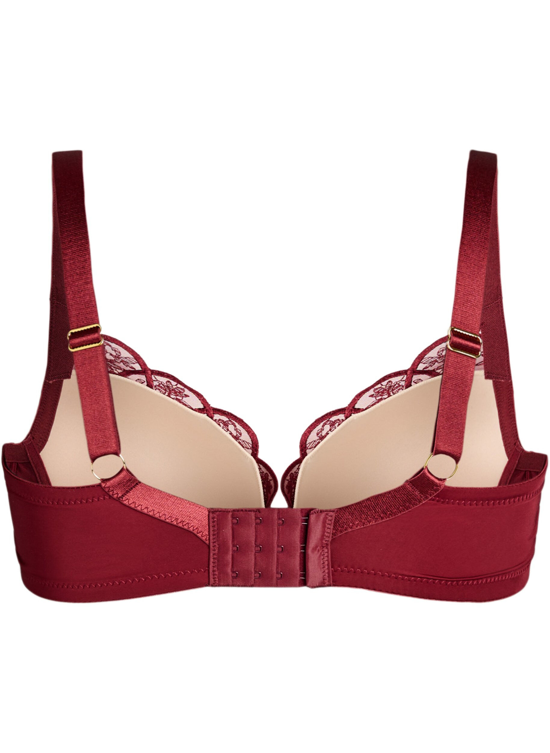 Zizzi Soutien-gorge avec dentelle brod&eacute;e et bonnets moul&eacute;s, Bordeaux fonc&eacute;, Packshot image number 1