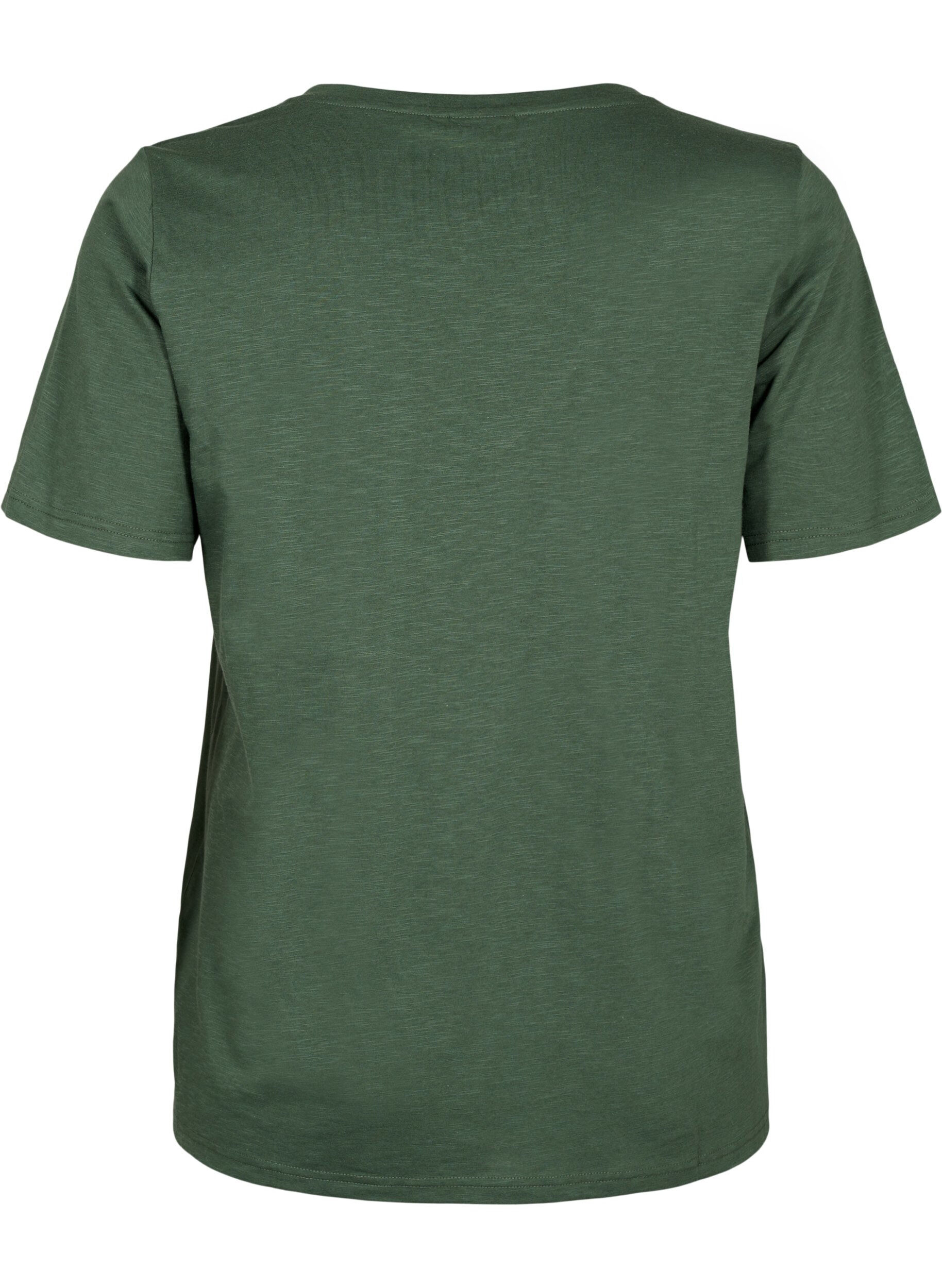 ZizziT-shirt basique &agrave; manches courtes et col en V, Vert, Packshot image number 1