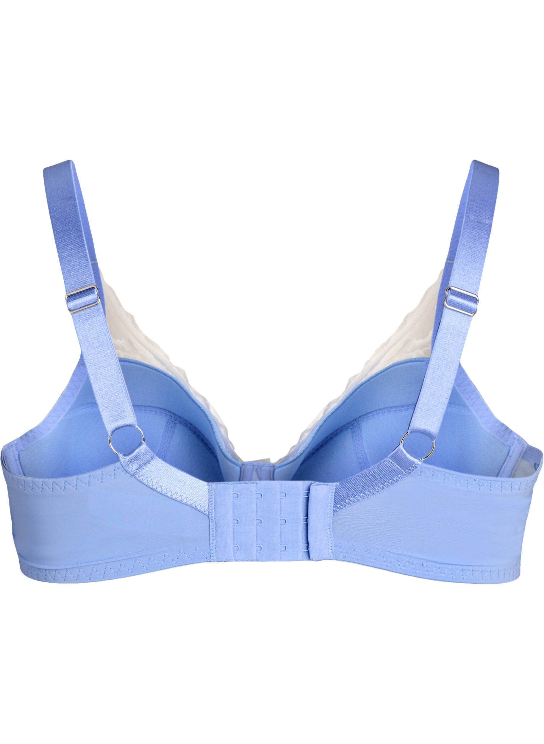 Zizzi Soutien-gorge rembourr&eacute; avec dentelle et maille, Bleu, Packshot image number 1