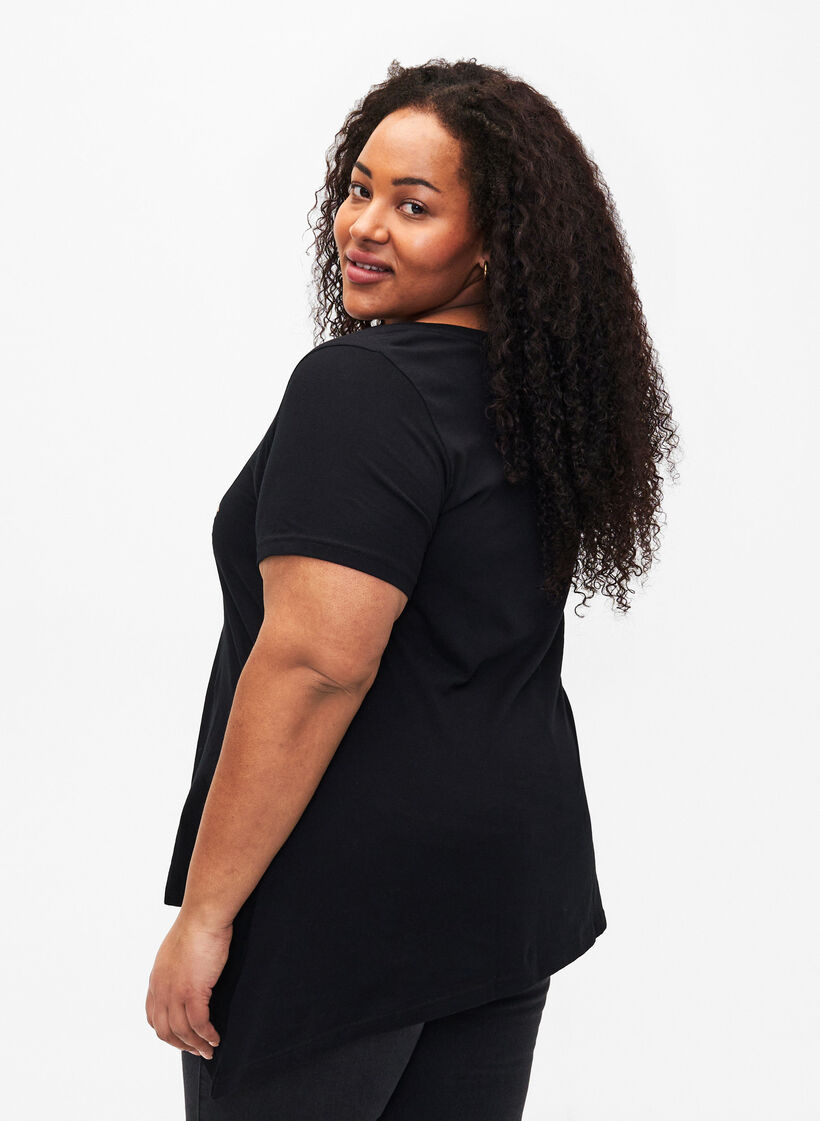 Katoenen T-shirt met korte mouwen, Black W. Sun, Model image number 1