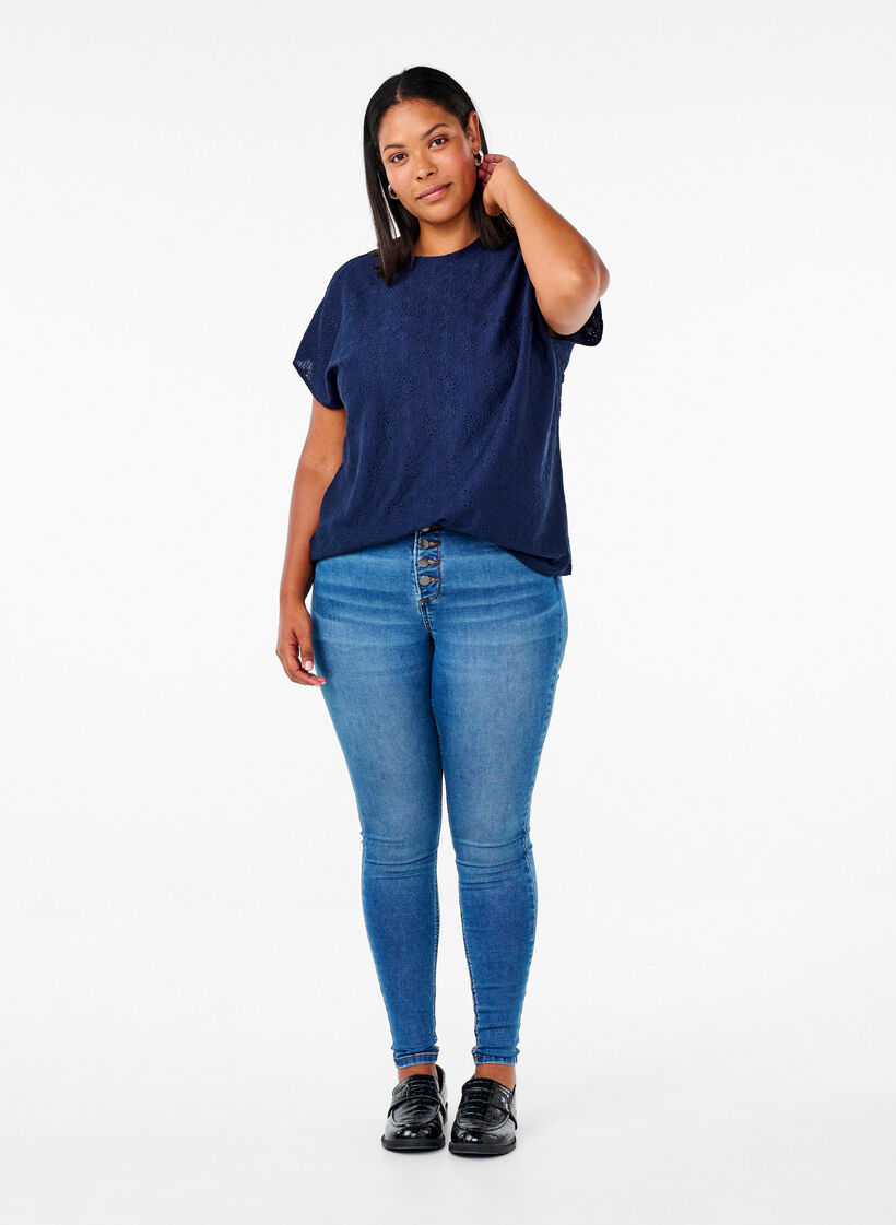 Chemisier à manches courtes avec broderie florale, Naval Academy, Model image number 2