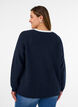 Blouse en maille avec col en V et manches raglan, Bleu, Model image number 2