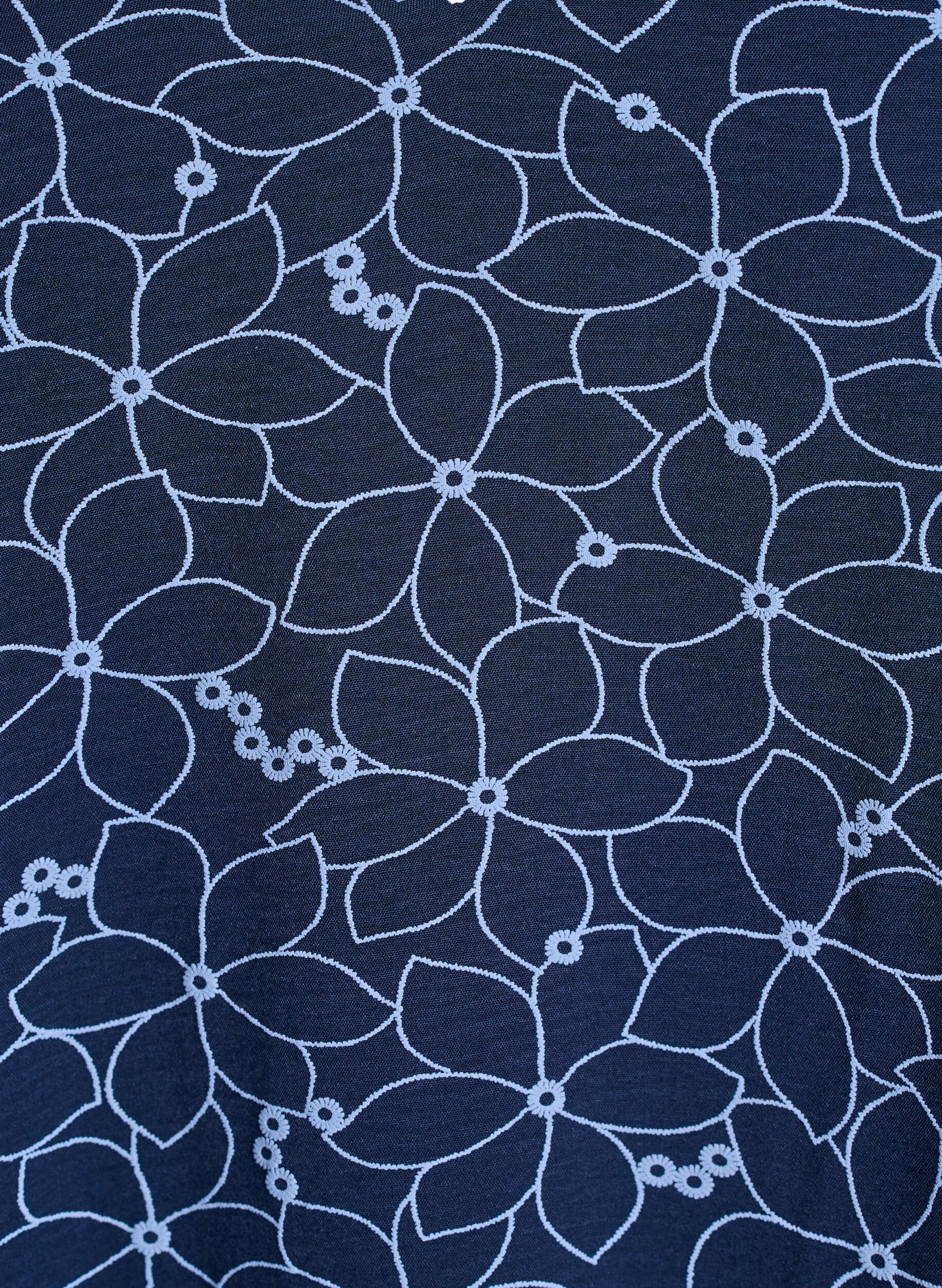 Zizzi Tunique &agrave; motif floral brod&eacute; et manches 3/4, Bleu, Packshot image number 2