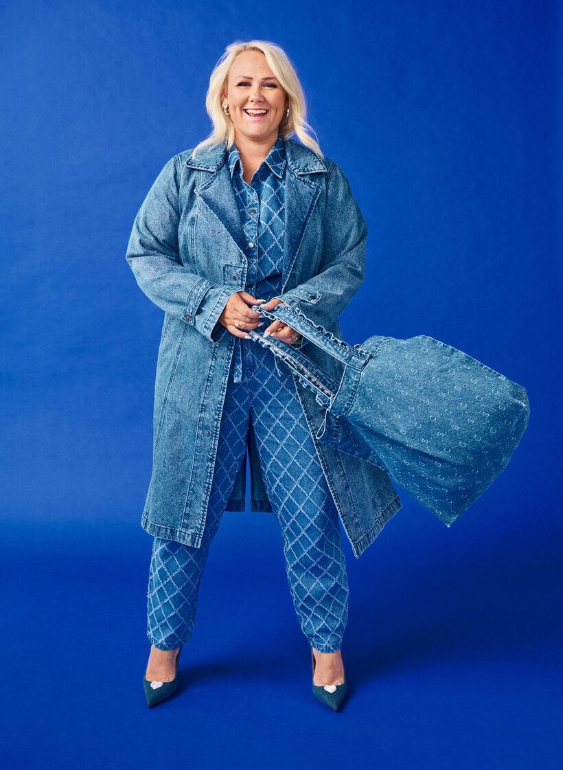 Denim trenchcoat met riem, Blue Denim, Image image number 0