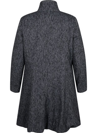 Wollen jas met hoge hals en zakken, Black solid, Packshot image number 1