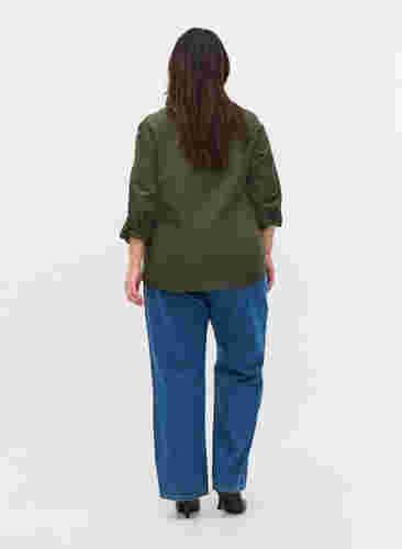 Jean droit taille haute, Blue denim, Model image number 1