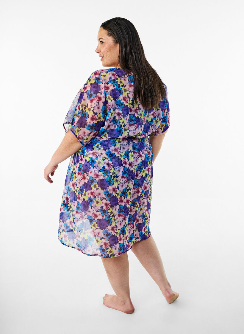 Strand kimono met print, Blauw, Model image number 1